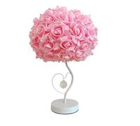 GWJKG Pink Rose Flower Bedside Table Lamp with White Stand, Dating Gift Bedroom Atmosphere Decoration Suitable for Living Room, Dormitory, Office,