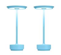 GWJKG Rechargeable Cordless Portable Table Lamp, 3-Color Stepless Dimming, with Memory Function, Outdoor/Patio/Restaurant Suitable for Living Room, Dormitory, Office,(Blue-2)