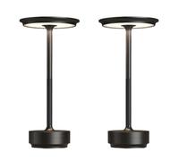 GWJKG Rechargeable Cordless Portable Table Lamp, 3-Color Stepless Dimming, with Memory Function, Outdoor/Patio/Restaurant Suitable for Living Room, Dormitory, Office,(Black-2)