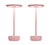 GWJKG Rechargeable Portable Table Lamp, 3-Color Stepless Dimming, with Memory Function, Outdoor/Patio/Restaurant, Pink Suitable for Living Room, Dormitory, Office,(2 Pack)