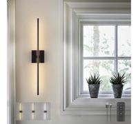 GWJKG Remote Control Battery Operated Wall Lights USB Rechargeable Dimmable with Rotation for Living Room, Bedroom Hallway Square Black, 72CM (1 Pack)