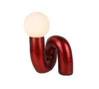 GWJKG Resin Table Lamp with Milky White Spherical Glass Lampshade, Bedside Bedroom Corner Office Suitable for Living Room, Dormitory, Office,(Red)