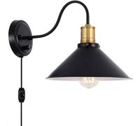 GWJKG Retro Black Metal Wall Lamp with -in Cord for Home Interior Lighting - Minimalist and High Efficiency