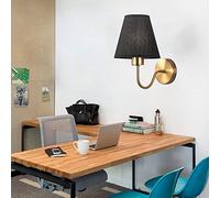 GWJKG Retro Gold Wall Lamp Indoor for Bedroom, Living Room, Hall Bathroom Compatible (Not Included) - Stylish Black Lampshade