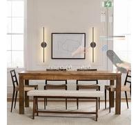 GWJKG Rotating Wall Lamp Dimmable Indoor Sconces with Remote Control, USB-C Rechargeable, 3 Color Options, Round for Bedroom, 2-Pack, Black