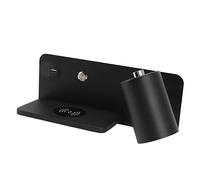 GWJKG Sconces, Mounted Reading Lights with 5V Wireless Charger and USB Charging Port, Adjustable Rotatable Wall Lamp for Bedroom Bedside Bathroom (Black Right)