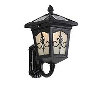 GWJKG Solar Victorian Garden Lamp - Elegant Outdoor Illumination with IP65 Waterproof & Dual-Color Adjustable Lighting - Black S Size