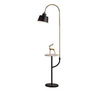 GWJKG Standing Corner Adjustable Nordic Lamp with Table Metal Lampshade Marble Base Bedroom Floor Lamps for Living Room