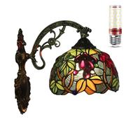GWJKG Style 8-Inch Stained Glass Wall Elegant Grape Indoor Light Fixture for Living Bedroom, Dining Room, Hallway, Corridor, Lounge - Wall-Mounted Illumination