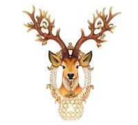 GWJKG Style européen tête de cerf rétro résine alliage créative Salon Chambre Couloir décoration Lampe Applique murale Appliques murales (Size : Small)