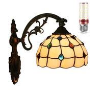 GWJKG Style Vintage Light, 8-Inch Stained Glass Lamp for Bedroom, Hallway, Living Room, Kitchen, Baroque Wall Fixture