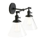 GWJKG Stylish Industrial Double Cone Wall - Clear Glass Shade Retro Loft Lamp for Coffee Bar, Restaurant, Home Decor, Vintage Fixtures