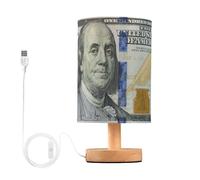 GWJKG Table Lamp Solid Wood Base and Linen Lampshade with USB Port Bedroom Nightstand, Suitable for Living Room, Dormitory, Office,(Yellow)