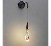 GWJKG Teardrop Wall Light - 5W, Single Head Aluminum Pendant Lamp with Crystal Shade, Stylish Black/Gold for Bedroom, Living Room, and Hallway.