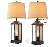 GWJKG Touch Table Lamp 2-Pack with USB Port, 3-Way Dimmable, 4 Included Bedroom, Home, Office Suitable for Living Room, Dormitory, Office,(Black)