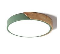 GWJKG Ultra-Thin Round,40cm Nordic Acrylic Close to 24W 1800-2000lm,Flush Mount Indoor Ceiling Lamp,Decor Wood Light Fixtures for Bedroom Dining Room Green