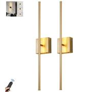 GWJKG USB Rechargeable Wall Lights with Remote, Dimmable Touch Control, Rotatable Battery Operated Indoor Sconces for Living Room & Bedroom (Gold)