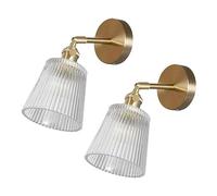 GWJKG Vintage Glass Lamp Adjustable Angle Brass Finish Wall Mounted Light for Living Room Bedroom Kitchen Loft Bar