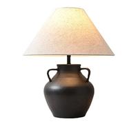 GWJKG Vintage Home & Bedroom Decor Bedside Nightstand Lamp with Fabric Shade Office Table Lamps for Living Room, Button Switch