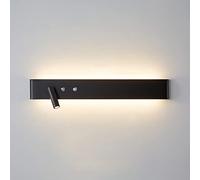 GWJKG Wall Lamp with Rotatable Spot Light Double Warm White for Bedroom Aluminum Matte Finish Black (122)