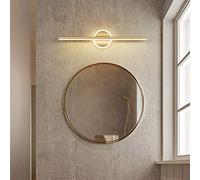 GWJKG Waterproof Gold/Black IP44 Front Light Makeup Mirror Wall Lamp for Bathroom 3 Color Temperature Options Round Shape 80CM/16W