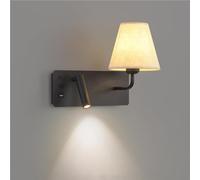 GWJKG White Fabric E27 USB Port Iron Wall Lamp Bedside Reading Light with for Living Room Restaurant Loft(Black 8 Head,Left)