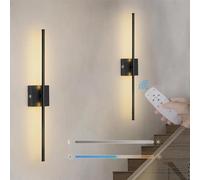 GWJKG with Remote Control Dimmable Touch Light USB Rechargeable Wireless Wall Lamp for Bedroom Living Room Corridor Rotation 2 Pack Black Square