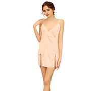 GWJKG Women Lingerie Satin Nightdress Suspender Pajama Dress Short Nightwear with Deep V Neck Loungewear Set