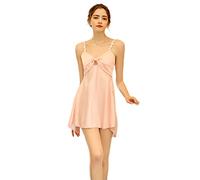 GWJKG Women Lingerie Satin Nightdress Suspender Pajama Dress Short Nightwear with Deep V Neck Loungewear Set