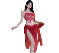 GWJKG Women's Anime Lingerie Classical Embroidered Hanfu Asian Roleplay Suit Cheongsam Dress Costumes