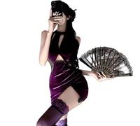 GWJKG Women's Anime Lingerie Deep V Perspective Purple Nightgown Dress Club Bodycon Dresses