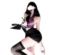 GWJKG Women's Anime Lingerie Deep V Perspective Purple Nightgown Dress Club Bodycon Dresses