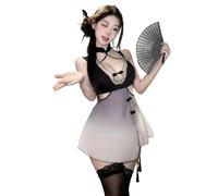 GWJKG Women's Anime Lingerie Nightgown Dress Club Bodycon Sleeveless Temptation Nightdress with Socks.