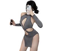 GWJKG Women's Anime Lingerie Nightgown Dress Club Bodycon Sleeveless Temptation Nightdress with Socks.