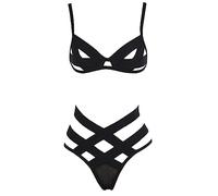 GWJKG Women's Body Harness Lingerie Full Waist Garter Belts Strappy Frame Bras and Panty Set