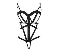 GWJKG Women's Body Harness Lingerie Full Waist Garter Belts Strappy Frame Bras and Panty Set