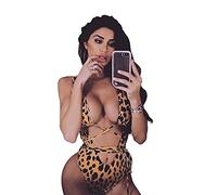 GWJKG Women's One-Piece Bikini Cutout Strap Leopard Print One-Piece Swimsuit