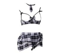 GWJKG Womens Schoolgirl Outfits Plaid College Pleated Skirt Lingerie School Girl JK Uniform