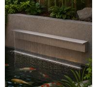 GwlThixion Kit de vertedero de Cascada de Estanque, Caja de Fuente con Boquilla de Pared empotrada, Cortina de Agua Lineal de bajo Nivel sonoro, Elemento acuático para Patios, spas Upgraded-150CM