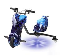 GwlThixion Triciclo para niños, Ruedas Delanteras para NiñOs Crazy Cart Drift, 3 velocidades, Arranque con Llave, vehículo elécrico Desde 8 años 8in-H