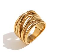 GWSGSFAS Anillo cerrado trenzado irregular con personalidad retro, 6, Metal, Zirconia cúbica