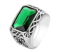 GWSGSFAS Anillo cuadrado de imitación de esmeralda de aspecto retro para caballeros, 13, Cubic Zirconia