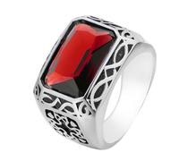 GWSGSFAS Anillo cuadrado de imitación de esmeralda de aspecto retro para caballeros, 9, Cubic Zirconia