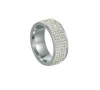 GWSGSFAS Anillo de acero de estilo retro vintage para mujer, joyería de cristal transparente, anillos de compromiso de acero inoxidable, 6, Metal, Zirconia cúbica