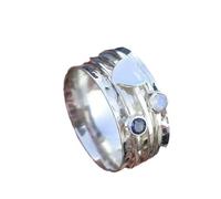 GWSGSFAS Anillo de amor giratorio con diamantes azules y blancos, joyería de moda, 11, Metal, Zirconia cúbica