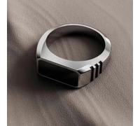 GWSGSFAS Anillo de Gota de Aceite Negro Brillante Personalizado de Moda Anillo cuadrilátero para Hombre - Plata - 9