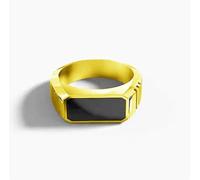 GWSGSFAS Anillo de Hombre Hexagonal con Gota de Aceite Negro Brillante Personalizado a la Moda - Oro 02-10