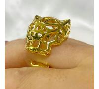 GWSGSFAS Anillo de Leopardo Hueco Estilo Punk de Moda Ajustable con microincrustaciones de Cobre, joyería de Hip Hop, Dorado, Ajustable