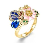GWSGSFAS Anillo de mariposa de moda para mujer, decoración exquisita, joyería elegante, 7, Metal, Sin piedra preciosa