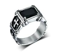 GWSGSFAS Anillo de moda creativa, delicado y compacto, con diseño de cruz de piedras preciosas rojas, retro, para hombre, fiesta callejera, anillo de nicho de nicho para, 7, Metal, Zirconia cúbica